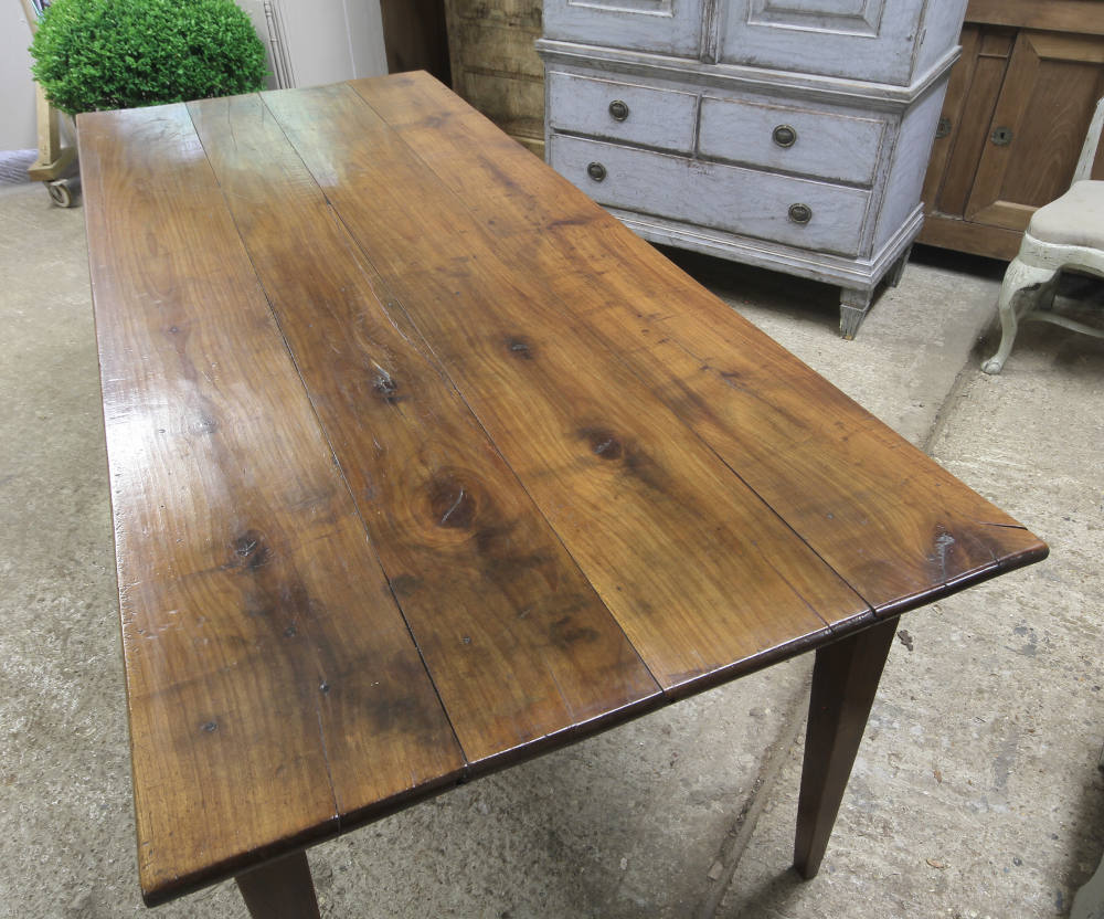 19th Century French farmhouse table in fruitwood with centre drawer - Image 4