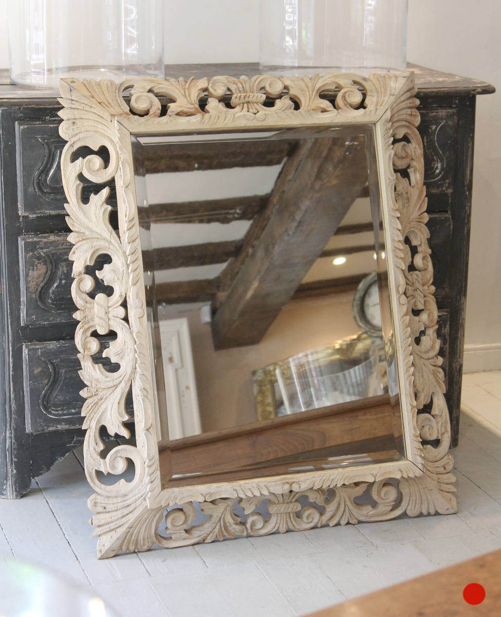 19th Century French mirror decorative carved oak frame original glass - Image 2