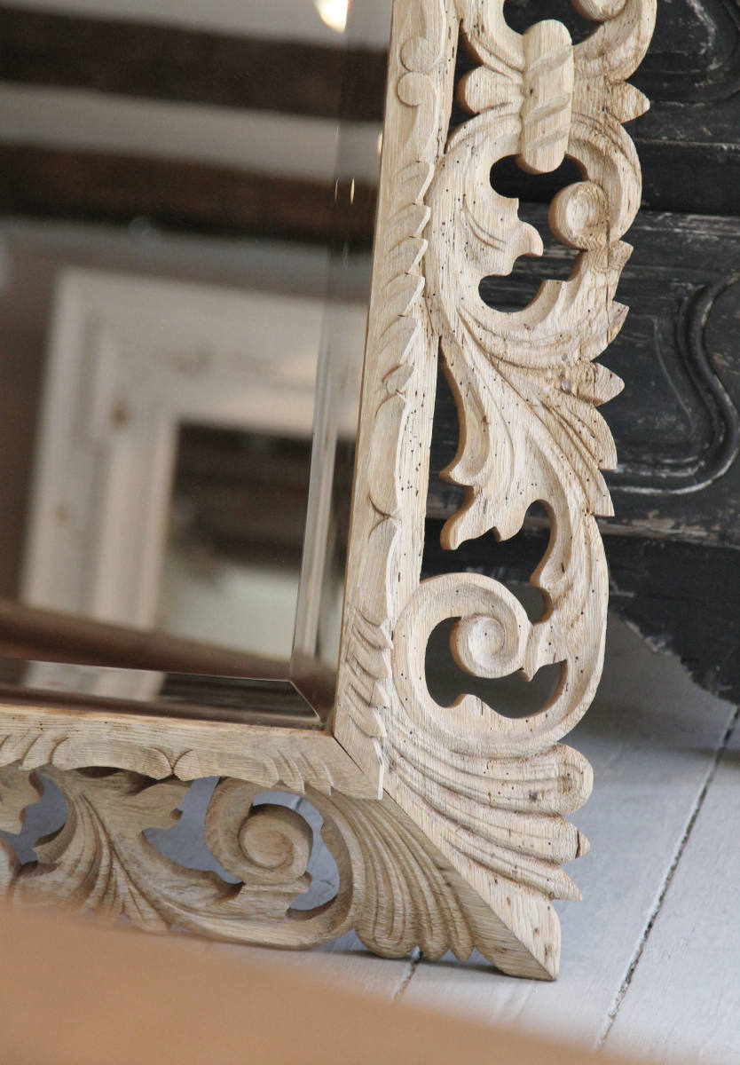 19th Century French mirror decorative carved oak frame original glass - Image 4
