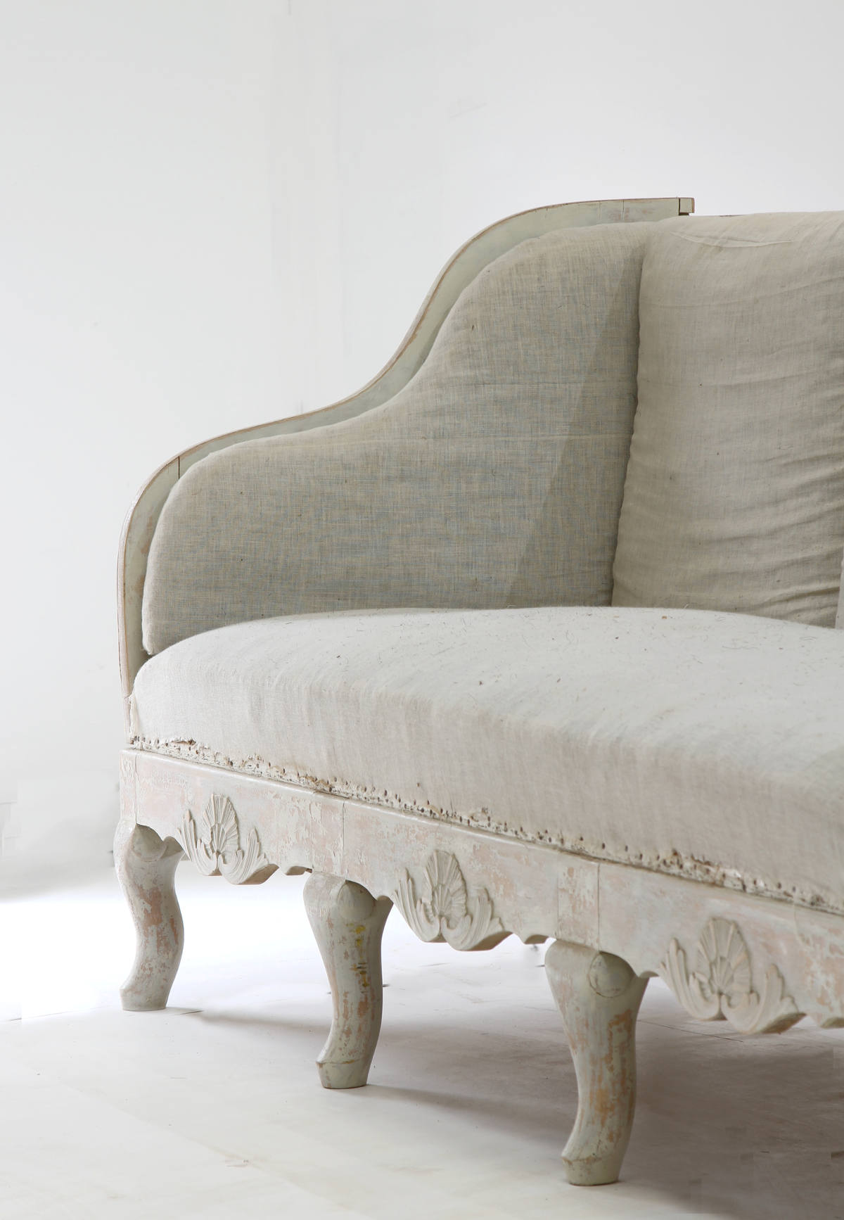 Swedish rococo style sofa with back and side cushions - Image 4