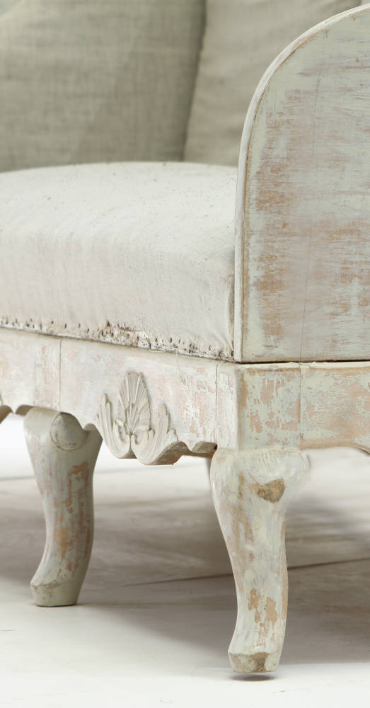 Swedish rococo style sofa with back and side cushions - Image 5