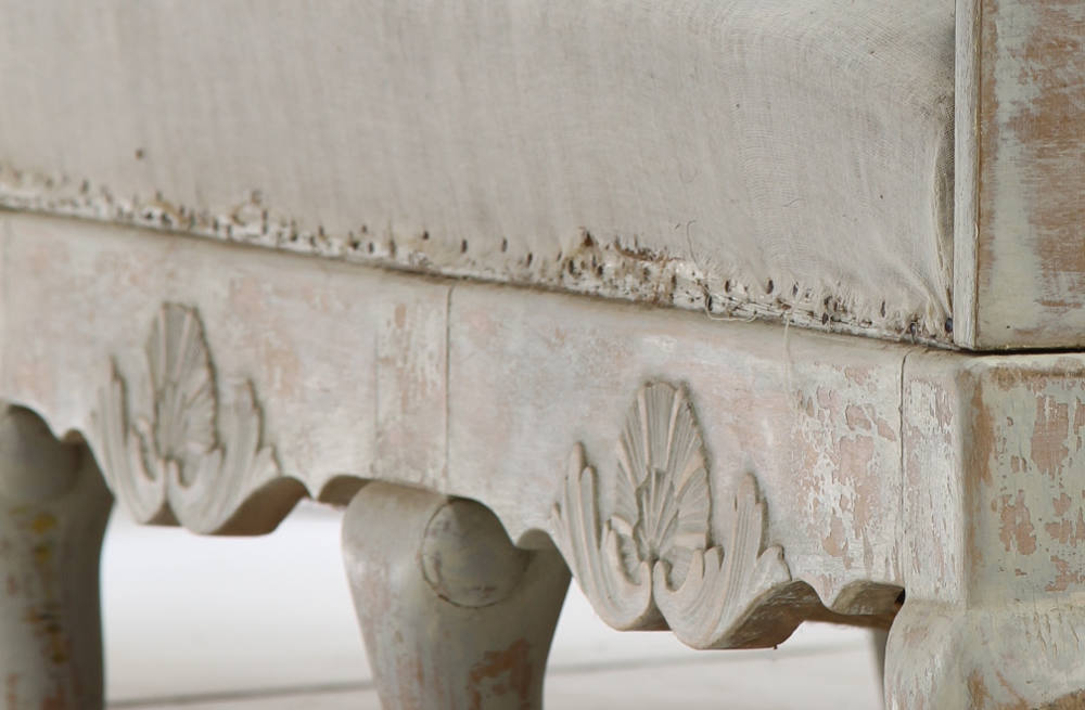 Swedish rococo style sofa with back and side cushions - Image 6