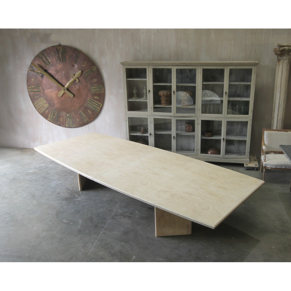 A huge 4 meter table in burr elm with a very generous width
