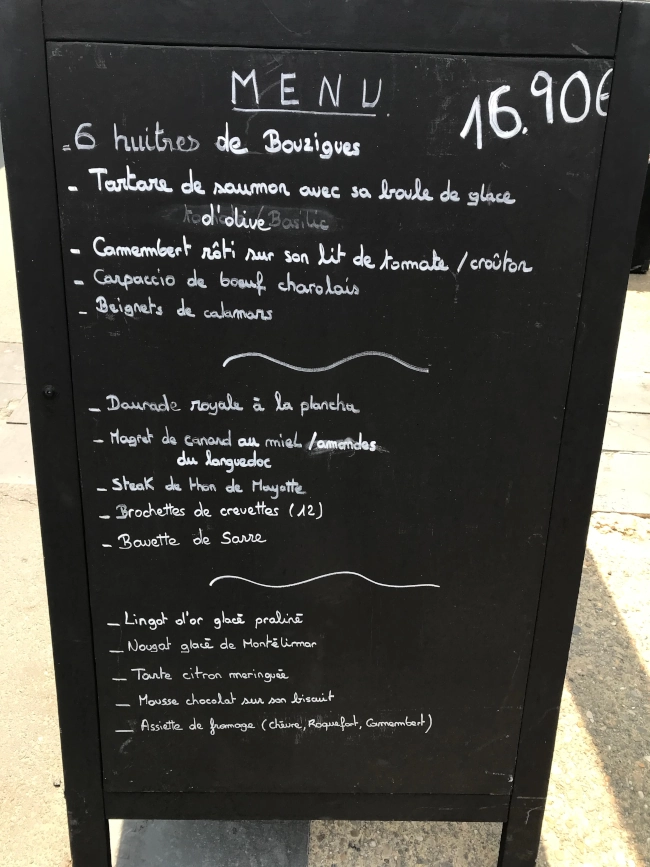 A local bistro's fixed lunchtime menu