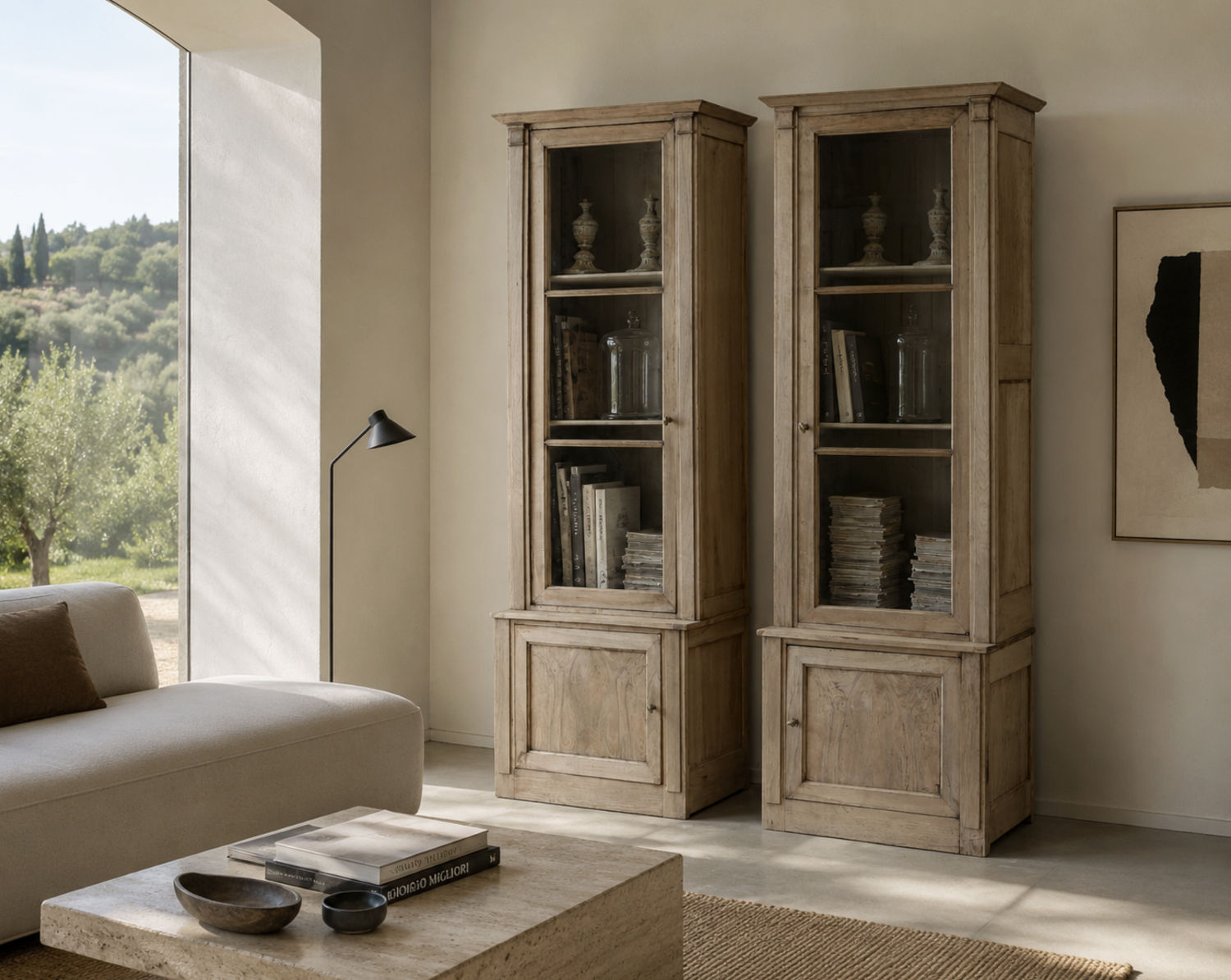 The French room setting helps visualise the bookcases in a home