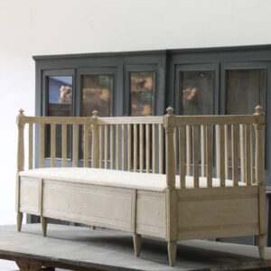 A good 19th century Swedish sofa daybed with some carved detail and cushion seat