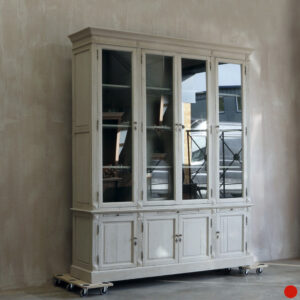 An impressive French bookcase or bibliotheque with reeded vertical elements